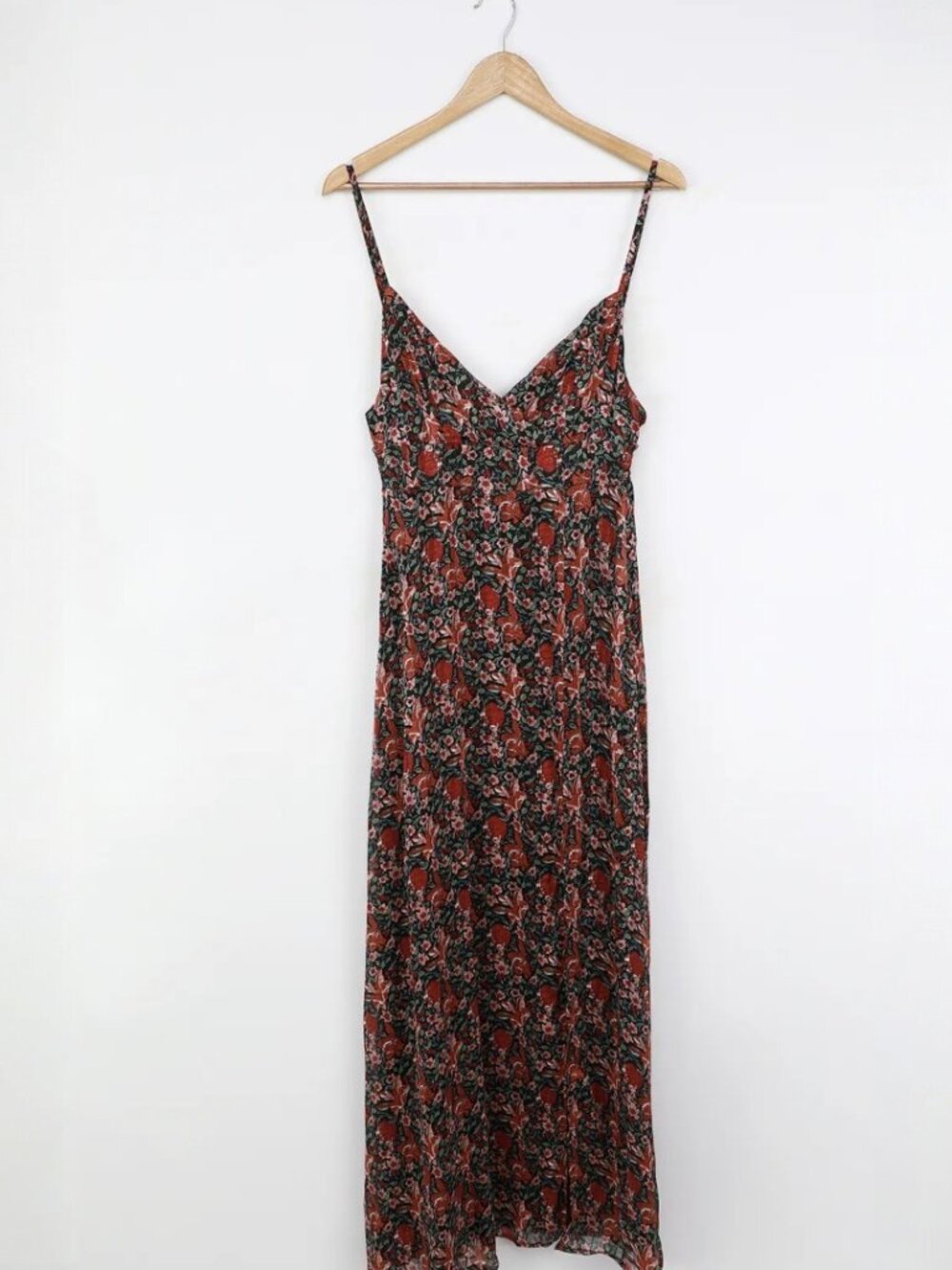 Lulus Get Your Attention Black Multi Floral Print Maxi Dress NWT - Picture 4 of 10